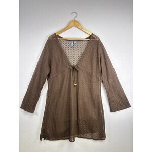 St. Johns Bay brown mesh swimsuit, cover up XL pool beach summer.‎ ￼